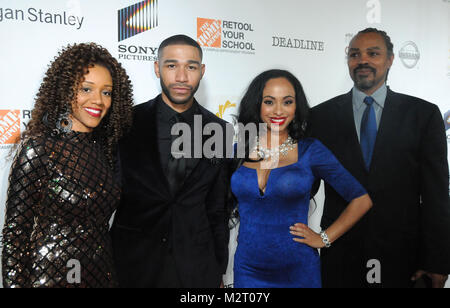 Los Angeles, California, USA. 7th February, 2018. Los Angeles, California, USA. 7th February, 2018. (L-R) Actress Chrystee Pharris, actor Blue Kimble, Caryn Ward Ross and Craig Ross Jr. attend the 9th Annual African American Film Critics Assocation Awards at Taglyan Cultural Complex on February 7, 2018 in Los Angeles, California. Photo by Barry King/Alamy Live News Stock Photo