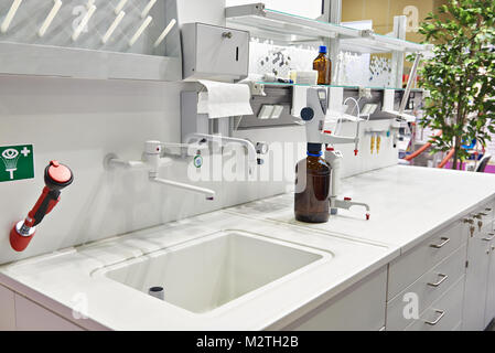 Working table in the chemical laboratory Stock Photo