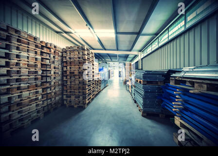 warehouse interior with pallets Stock Photo