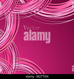 Curve lines on red background. Vector illustration. Stock Vector