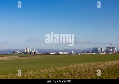 Landscape image of Hinkley C nuclear power station and construction site of new unit shot in 2018 Stock Photo