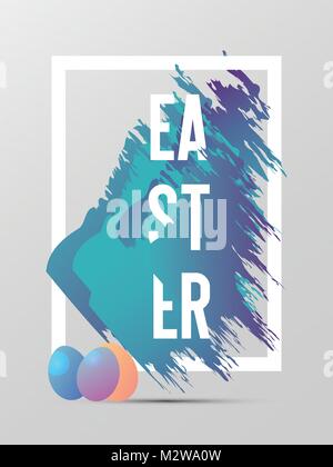2018 Trend Color Gradient Brush with Gradient Easter Eggs and Easter Abstract Stock Vector