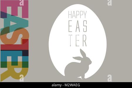 Multiply Easter font with minimal egg and rabbit in gray background.Vector illustration. EPS 10 Stock Vector