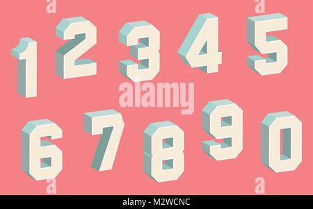 3D Block Numbers Stock Vector
