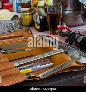 Professional Cooking Tools Set for a Modern Kitchen in a Brown Wooden  Stylish Box. Stock Image - Image of chef, creativity: 181619825