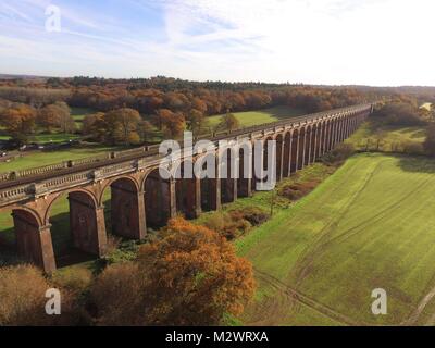 Ouse Valley Viaduct spans the River Ouse in Sussex, England. Built in 1841 using over 11 million bricks it is 1475ft in length. Stock Photo