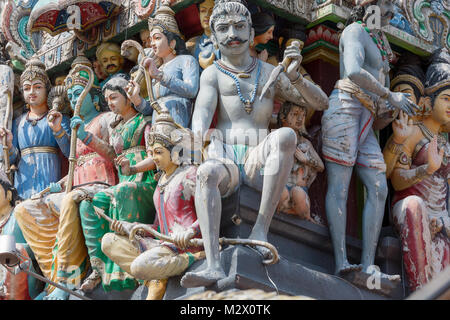 Singapore Asia February 8, 2018 Ornate decoration on the Sri Mariamman temple in Singapore's Chinatown. Stock Photo