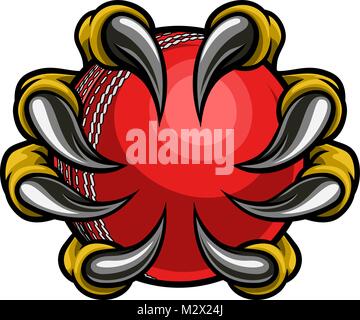 Monster or animal claw holding Cricket Ball Stock Vector