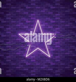 Bulb glowing. Neon ring lamp sign Stock Vector