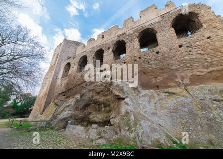 Monterano (Italy) - A ghost medieval town in the country of Lazio region, located in the province of Rome, perched on summit plateau of the hill tuff. Stock Photo