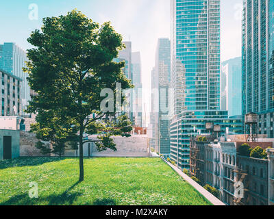 garden in a big city. living concept. 3d rendering Stock Photo