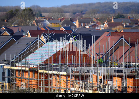 Houses under construction on a new housing development near Kempston in Bedfordshire. Stock Photo