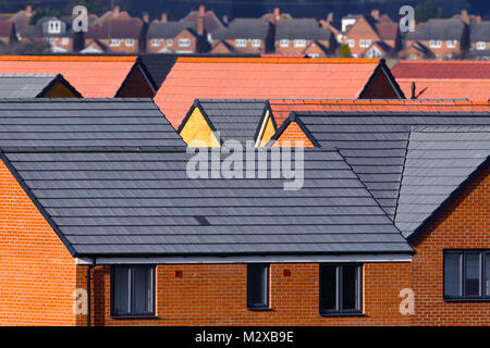 Newly constructed houses on a housing development near Kempston in Bedfordshire. Stock Photo