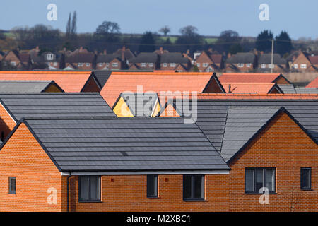 Newly constructed houses on a housing development near Kempston in Bedfordshire. Stock Photo