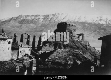 The Gjirokaster Castle / Fortress in Albania circa 1916, taken by the Italian military during WWI. Stock Photo