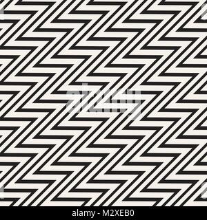 Zigzag lines surface. Jagged stripes seamless pattern. Vector design with triangular waves. Repeated chevrons wallpaper ornament. Stock Vector
