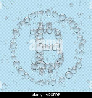 bitcoin crypto money from water bubbles Stock Vector