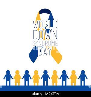 world down syndrome day blue and yellow loop Stock Vector