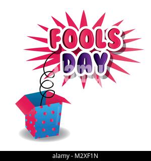 fools day celebration poster box prank image Stock Vector