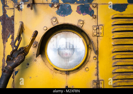 vintage headlight of old train - vehicle light , spot light Stock Photo