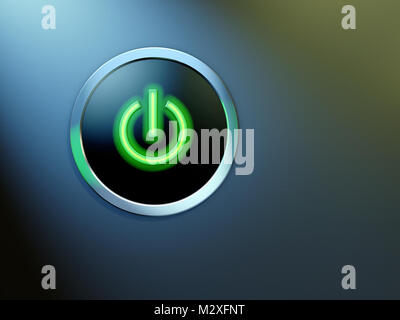 Glowing power button with a modern design. 3D illustration. Stock Photo