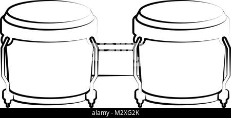 Isolated bongo drum outline. Musical instrument Stock Vector