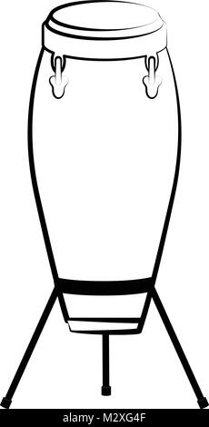 Isolated conga drum outline. Musical instrument Stock Vector
