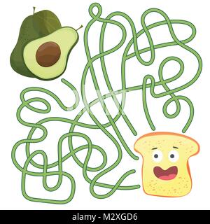 Maze or Labyrinth Game for Preschool Children. Puzzle - help toast to find right way Stock Vector