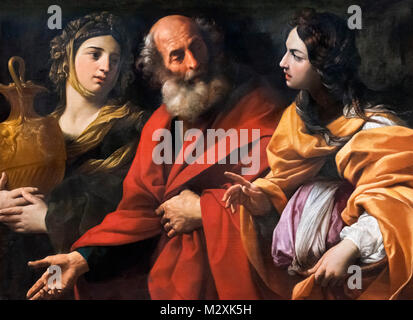 Lot and his Daughters Leaving Sodom by Guido Reni (1575-1642), oil on canvas, c.1615-16 Stock Photo