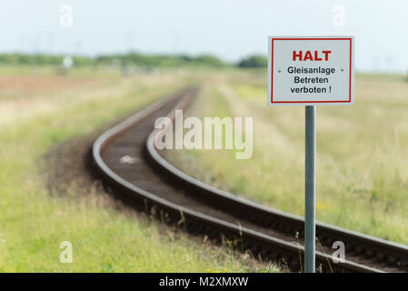Germany, Lower Saxony, East Friesland, rails of the Inselbahn Langeoog Stock Photo