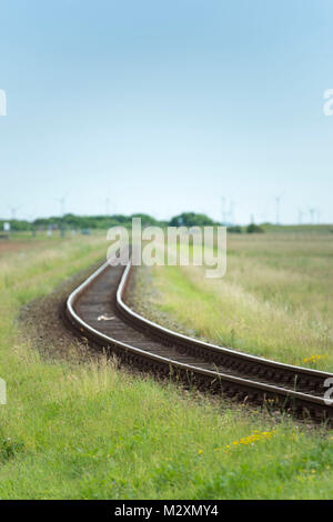Germany, Lower Saxony, East Friesland, rails of the Inselbahn Langeoog Stock Photo