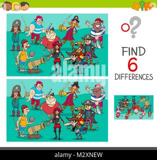 A game for kids find the differences, pirates and a pirate ship on the ...