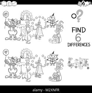 Black And White Cartoon Illustration Of Spot The Differences 