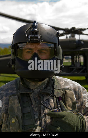 U.S. Army Utah Nation Guard Detachment 2, Company C, 1st General Support Aviation Battalion, 171st Aviation Regiment from West Jordan, Utah, participate in the Great Utah Shakeout 2012 exercise, in Salt Lake City, Utah, April 17, 2012. The Shakeout simulates the realistic outcome of a hypothetical but plausible 7.0 magnitude earthquake that strikes the Wasatch fault, April 17, 2012, at 10:15 a.m. The governor activates the National Guard to help deal with state wide emergencies. The Guard deploys to designated locations and begins assisting state and local authorities with logistical, medical  Stock Photo