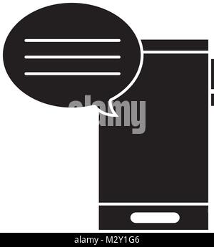 silhouette smartphone technology with chat bubble text Stock Vector ...