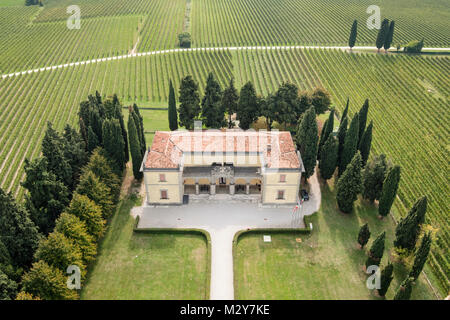 Aerial view of the museum of the battle of Solferino (Museo di Solferino) San Martino della Battaglia, Brescia Province, Italy Stock Photo