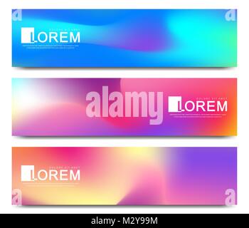 Modern set of vector banner. Abstract fluid 3d shapes vector trendy liquid colors backgrounds set. Colored fluid graphic composition illustration. Stock Vector