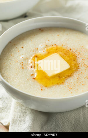 Homemade Healthy Creamy Wheat Farina Porridge for Breakfast Stock Photo