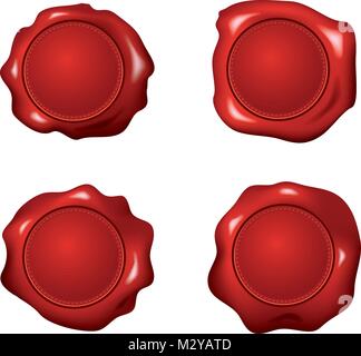 vector set of red wax seals isolated on white background. royal stamp certificate symbols. eps10 illustration Stock Vector