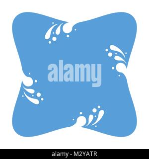 vector milk splash wavy border background with milk drops, white and blue colors Stock Vector