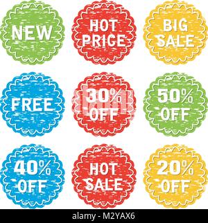 vector set of discount and sale label. price tags, sale offer labels isolated on white background. eps10 Stock Vector