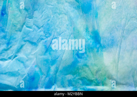 blue color creased tissue paper bacground texture Stock Photo