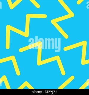 80s 90s seamless pattern, geometric background with abstract shapes in blue and yellow Stock Vector