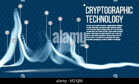 Cryptographic Technology Background Vector. Artificial Intelligence. Cryptography Binary Technologies. Presentation Illustration Stock Vector