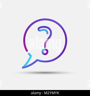 Faq, help, info, question, support blended interlaced creative line icon. Trendy vector liquid 3d cloud question mark icon, logo, sign or emblem Stock Vector