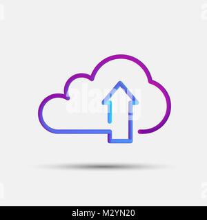 Upload blended interlaced creative line icon. Trendy vector liquid 3d cloud computing upload icon, logo, sign or emblem over white background Stock Vector