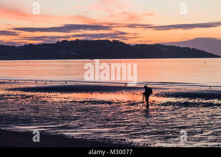 England, Devon, Torquay, Sunrise Over Torbay Stock Photo