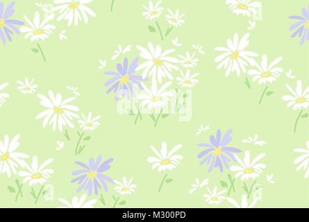 vector seamless floral pattern with  chamomile flowers Stock Vector