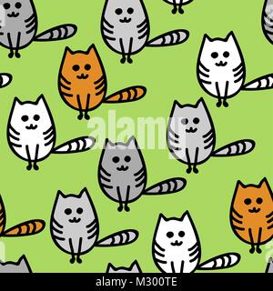 vector cartoon kittens, cats. seamless pattern with cute funny kittens of various colors Stock Vector