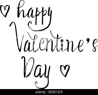 happy valentine's day handwritten lettering. vector illustration Stock Vector